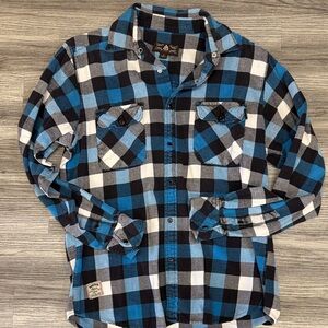 Matix Blue and Black Plaid Button-Down Shirt